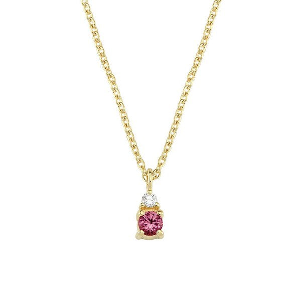 Petit vedhæng i 14 kt guld med rubin og diamant fra Nuran inkl. kæde